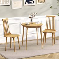 Costway Windsor Dining Chairs Set of 2 Dining Chairs with High Spindle Back - Natural - Angle