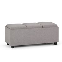 Simpli Home - Avalon 42 inch Wide Contemporary Rectangle Storage Ottoman - Gray Cloud - Angle