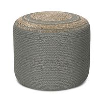 Simpli Home - Serena Round Braided Pouf - Dove Grey - Angle