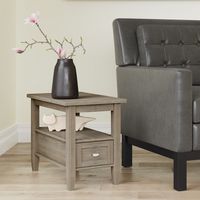 Simpli Home - Warm Shaker SOLID WOOD 14 inch Wide Rectangle Transitional Narrow Side Table in - D... - Angle