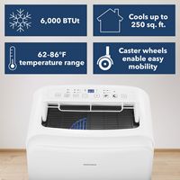 Insignia™ - 250 Sq. Ft. 6,000 BTU Portable Air Conditioner - White - Angle