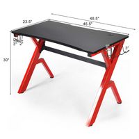 Costway - Gaming Desk Computer Desk w/Controller Headphone storage Mouse Pad & Cup Holder - Red +... - Angle