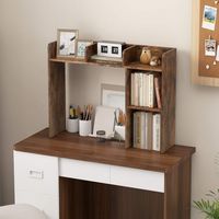 Costway - Desk Bookshelf Desktop Storage Organizer Display Shelf Rack Dorm Office - Brown - Angle
