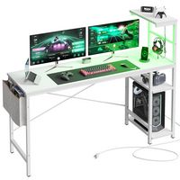 Bestier - Gaming Desk with LED Lights, Storage Shelves, and Side Bag - 61