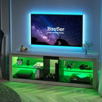 Bestier LED Gaming Entertainment Center for TVs up to 60inch with RGB Lighting - Gray - Angle