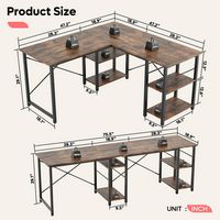 Bestier - L-Shaped Computer Desk With Reversible Corner - Brown - Angle