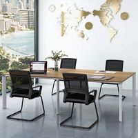 Costway 4 PCS Office Guest Chair with Lumbar Support, Breathable Mesh Back without Wheels - Black - Angle