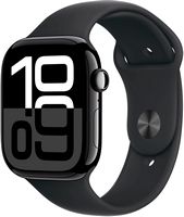 Apple Watch Series 10 (GPS) 46mm Aluminum Case with Black Sport Band - M/L - Jet Black - (2024) - Angle