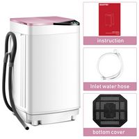Costway - Full-Automatic Washing Machine 7.7 lb. Washer/Spinner Germicidal UV Light Pink - Pink a... - Angle