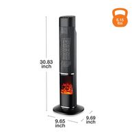 Lifesmart - 31-in. Tower Heater with Flame Feature - Black - Angle