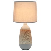 Simple Designs - Ceramic Oblong Table Lamp - Gray/light wood - Angle