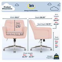 Serta - Ashland Memory Foam & Twill Fabric Home Office Chair - Blush Pink - Angle