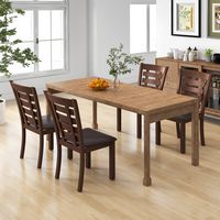 Costway Wooden Dining Chairs Set of 4 with Upholstered Seat & Rubber High Back - Brown - Angle