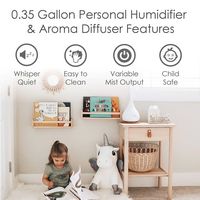 CRANE - 0.35 Gal. 2-in-1 Ultrasonic Cool Mist Humidifer & Aroma Diffuser - White - Angle