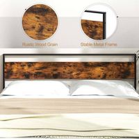 Costway King Size Bed Frame with Wooden Headboard and Footboard Under-Bed Storage - Brown - Angle