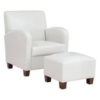 OSP Home Furnishings - Aiden Chair & Ottoman Faux Leather - Cream - Angle