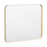 LOVMOR - 40 in. W x 32 in. H Tempered Glass Rounded Rectangle Framed Wall-Mounted Bathroom Vanity... - Angle