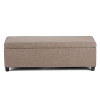 Simpli Home - Avalon Rectangular Polyester Ottoman With Inner Storage - Fawn Brown - Angle