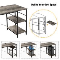 Bestier - 59inch L Shaped Desk with Shelves Home Office Gaming Computer Desk - Dark Grey - Angle