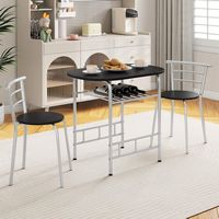 Costway 3 Piece Dining Set Table 2 Chairs Bistro Pub Home Kitchen Breakfast Furniture Black with ... - Angle