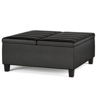 Simpli Home - Ellis Coffee Table Storage Ottoman - Distressed Black - Angle