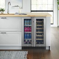 Insignia™ - Dual Zone Wine and Beverage Cooler with Glass Doors - Stainless Steel - Angle