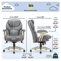 Serta - Upholstered Back in Motion Health & Wellness Manager Office Chair - Bonded Leather - Gray - Angle