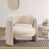 Bestier - Modern Stylish Club Velvet Accent Chair with Wide Seat Cushion - Beige - Angle