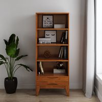 Simpli Home - Harper SOLID HARDWOOD 60 inch x 24 inch Mid Century Modern Bookcase with Storage - ... - Angle