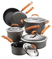 Rachael Ray - 10-Piece Nonstick Cookware Set - Gray/Orange - Angle