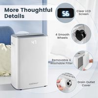 Costway 52 Pint Dehumidifier for Basement 4500 Sq. Ft Portable Dehumidifier 24H Timer - White - Angle