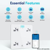 Arboleaf Smart Scale for Body Weight, Bluetooth, 14 Key Body Composition Analysis Sync Apps, FSA ... - Angle