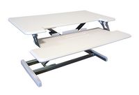 Victor - Compact Height Adjustable Standing Desk Convertor with Keyboard Tray - White - Angle