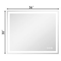LOVMOR - 36 x 30 Inches Tempered Glass LED Bathroom Mirror with Anti-Fog & 3-Color Dimmable Light... - Angle