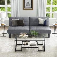 Costway Convertible Folding Futon Sofa Bed with 6-Position Adjustable Backrest  Cushion - Gray - Angle