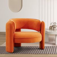 Bestier - Modern Stylish Club Velvet Accent Chair with Wide Seat Cushion - Orange - Angle