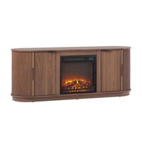 Modern Reeded 60” Fireplace TV Stand with Removable Fireplace Insert - Angle