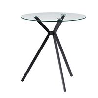 CorLiving - Lennox Glass Top Trestle Bistro Table - Black - Angle