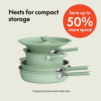 Bella - Fits-anywhere Kitchenware: 9-Piece Store More Ceramic Nonstick Cookware Set - Seaglass - Angle