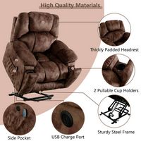 Bestier - Set of 2 40.6 in. W Oversize Power Lift Recliner Chair with Massage and Heating - Brown - Angle