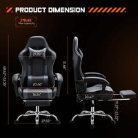 Bestier - Gaming Chair - PU Leather Fixed up Armrest Lumbar Support Ergonomic Reclining PC Chair ... - Angle