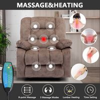 Bestier - Set of 2 Overstuffed Massage Recliner Chairs with Heat and Vibration, Soft Fabric Manua... - Angle