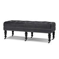 Simpli Home - Henley Tufted Ottoman Bench - Distressed Black - Angle