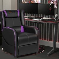 Costway - Theater Style Massage Gaming Chair - Purple + Black - Angle