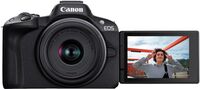 Canon - EOS R50 4K Video Mirrorless Camera with RF-S18-45mm f/4.5-6.3 IS STM Lens - Black - Angle