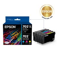 Epson - 702/702XL 4-Pack High-Yield and Standard Capacity Ink Cartridges - Black/Cyan/Magenta/Yellow - Angle