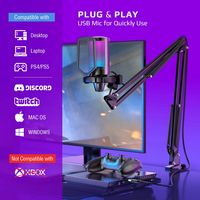 FIFINE - RGB USB Condenser Gaming Microphone and Stand Bundle - Angle
