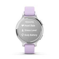 Garmin - Lily 2 Active GPS Smartwatch 33 mm Anodized Aluminum - Silver with Purple Jasmine Silico... - Angle