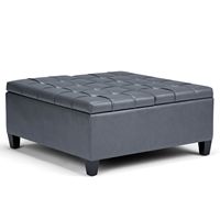 Simpli Home - Harrison 36 inch Wide Transitional Square Coffee Table Storage Ottoman in Stone Gre... - Angle