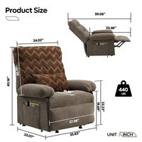 Bestier - Triple Motor Power Lift Recliner Chair with Removable Cover Lumbar Pillow and Side Pock... - Angle